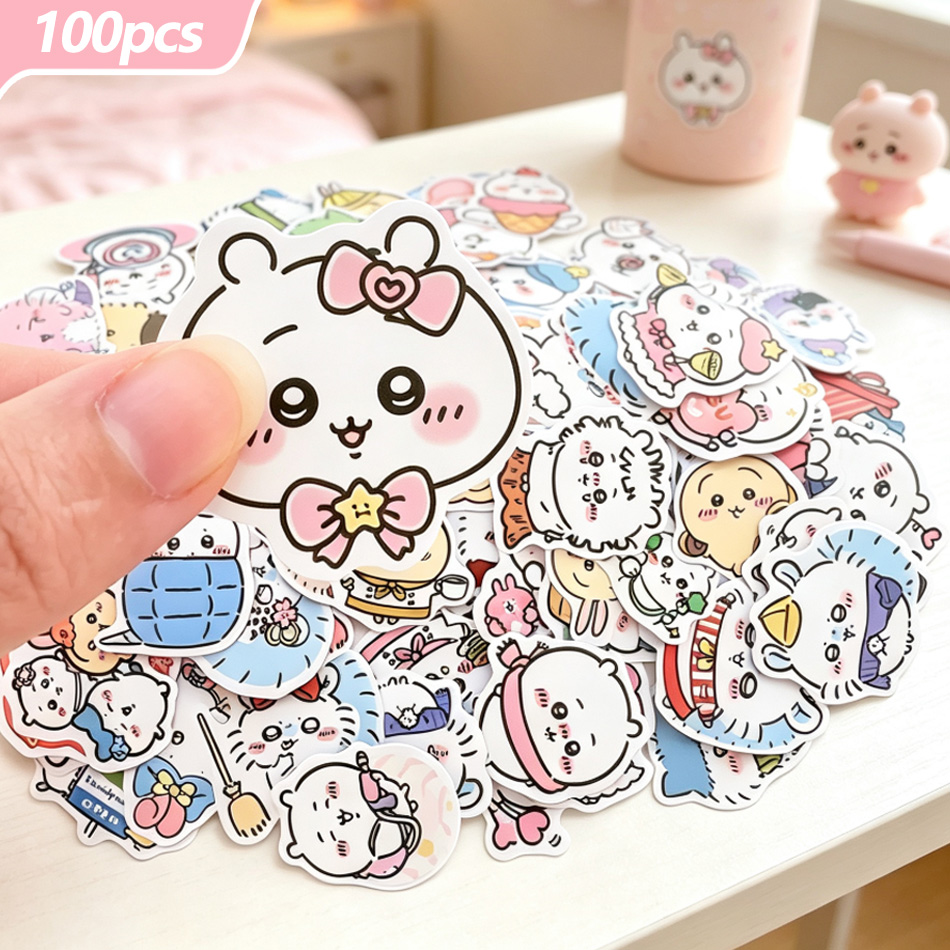 Blister Plaster Sport - 100Pcs Stiker Kartun Chiikawa Kawaii, Dekorasi